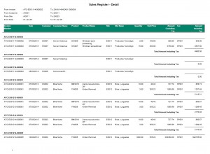 Sales Register for Sage ERP X3