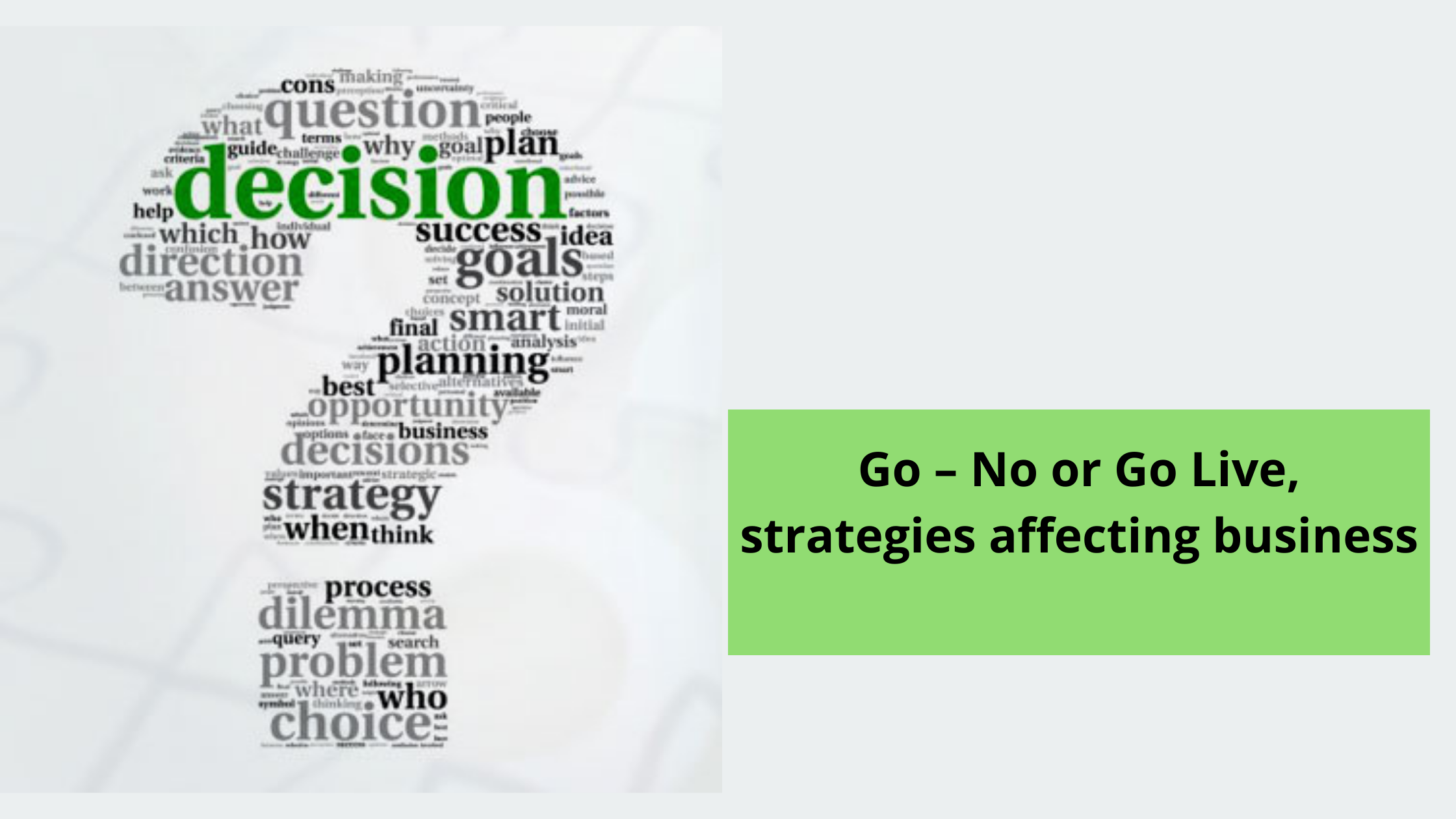 Go – No or Go Live, strategies affecting business
