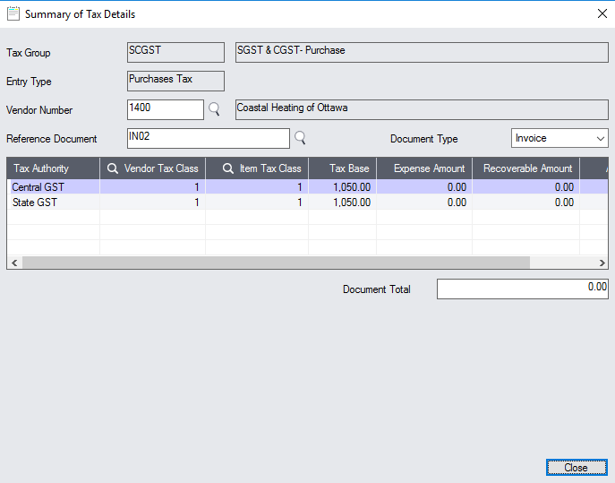 Sage 300cloud Tax Detail Summary