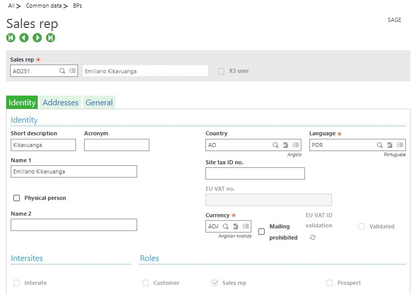 Enable CRM access to Sales Reps in Sage X3