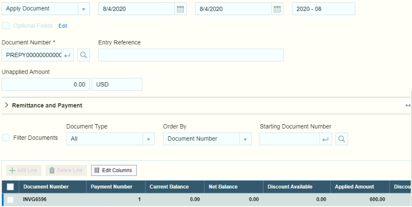  Apply Document Entry