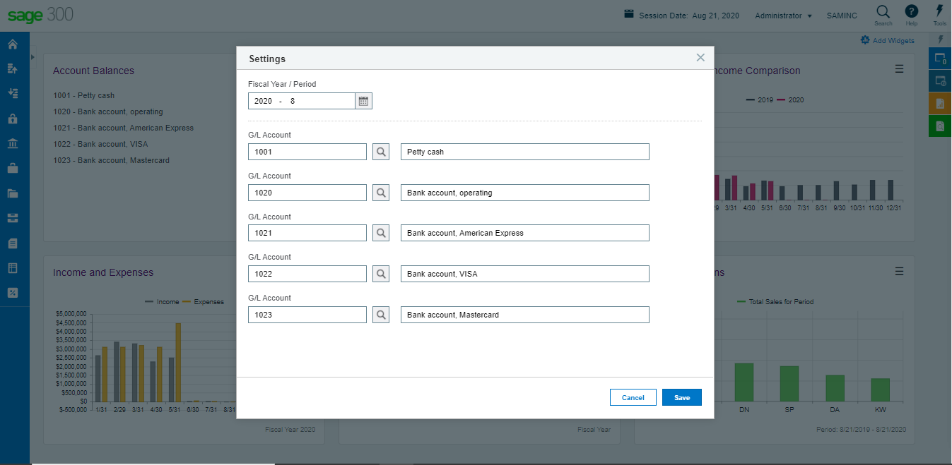 Widgets in Sage 300cloud