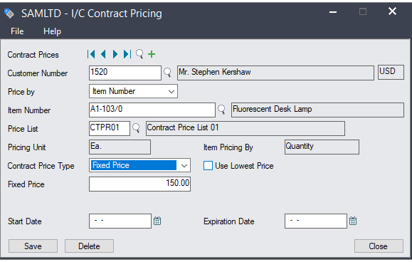 Contract pricing