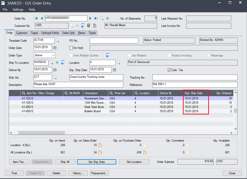 Order Entry Improvements in sage 300 2022