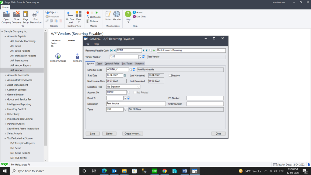  What is the Benefits of Vendor Recurring Payables & How to Set up in ERP system using Sage 300cloud