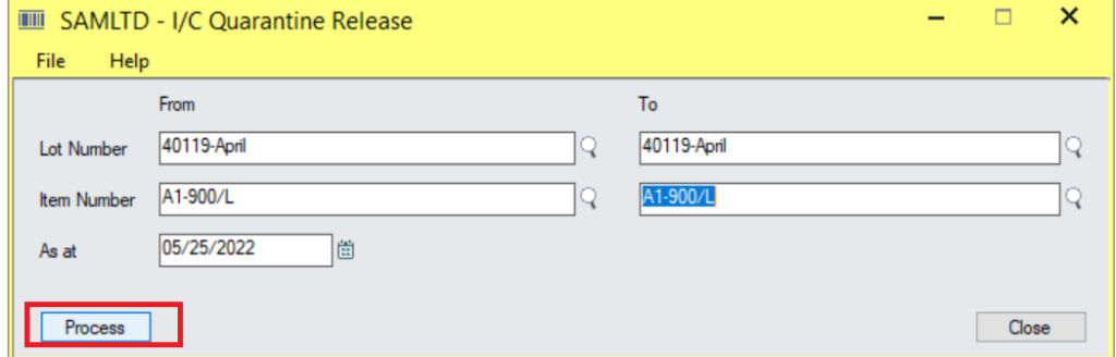 IC QUARANTINE in Sage 300 