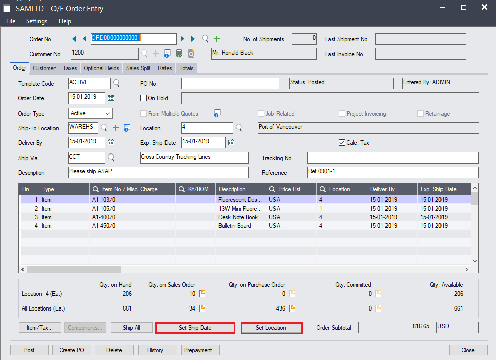 Order Entry Improvements in sage 300 2022