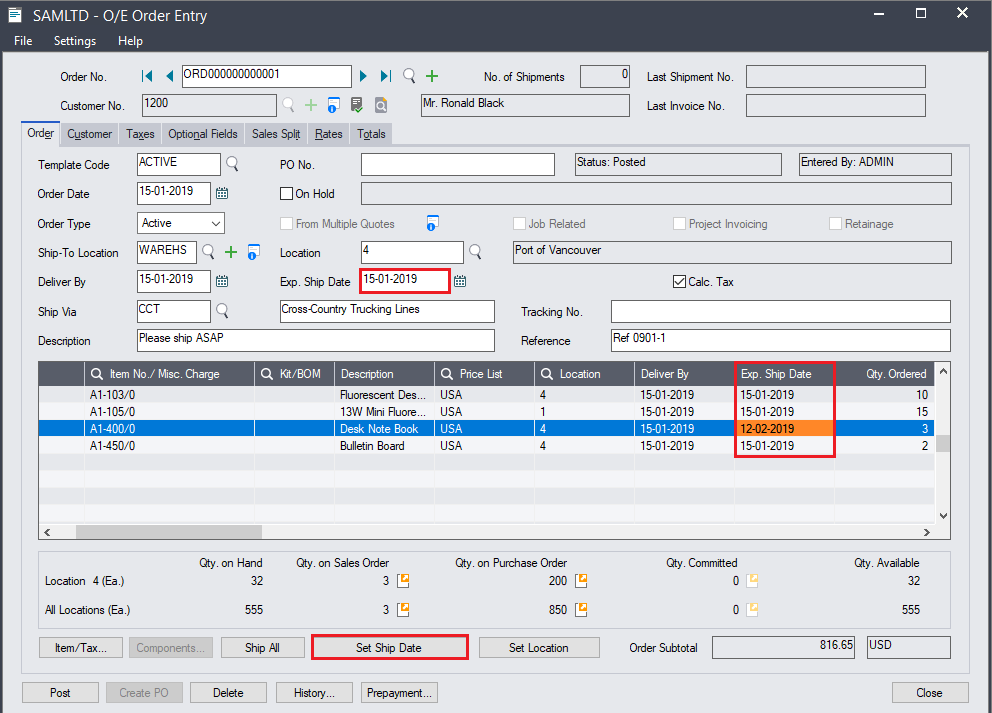 Order Entry Improvements in sage 300 2022