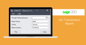 G/L Transactions Report