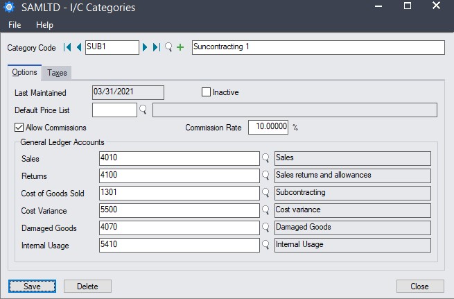 I/C Categories