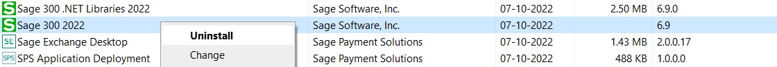 Sage 300 Uninstall