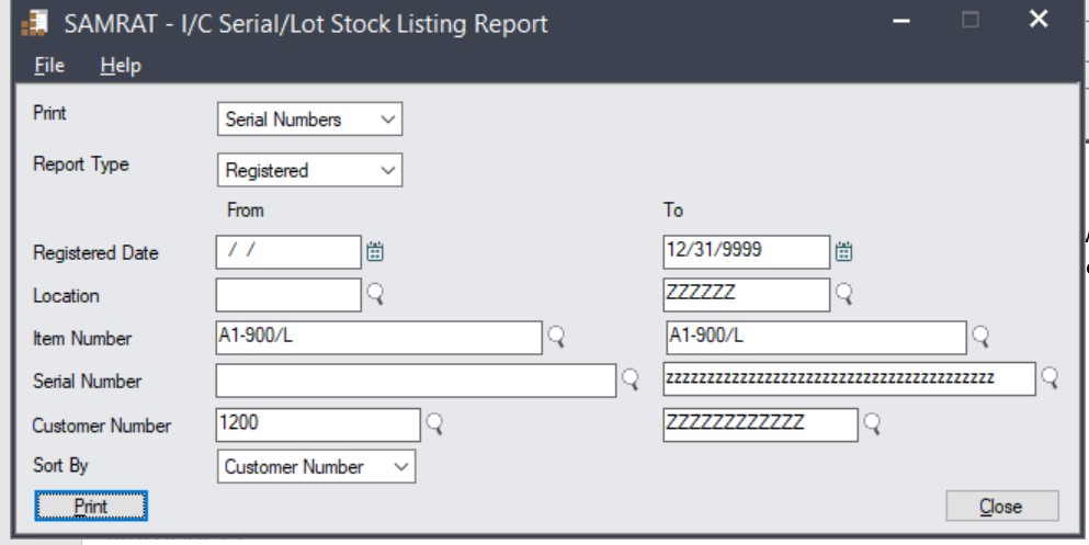 Stock Listing Report