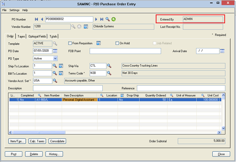 purchase order dashboard