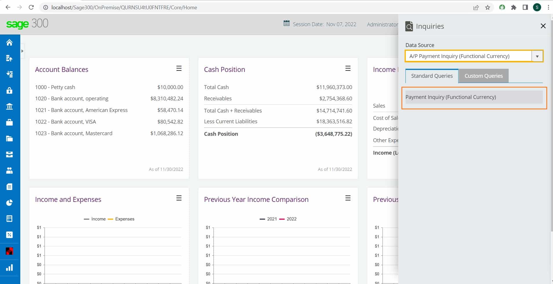 Sage 300 Account Balance