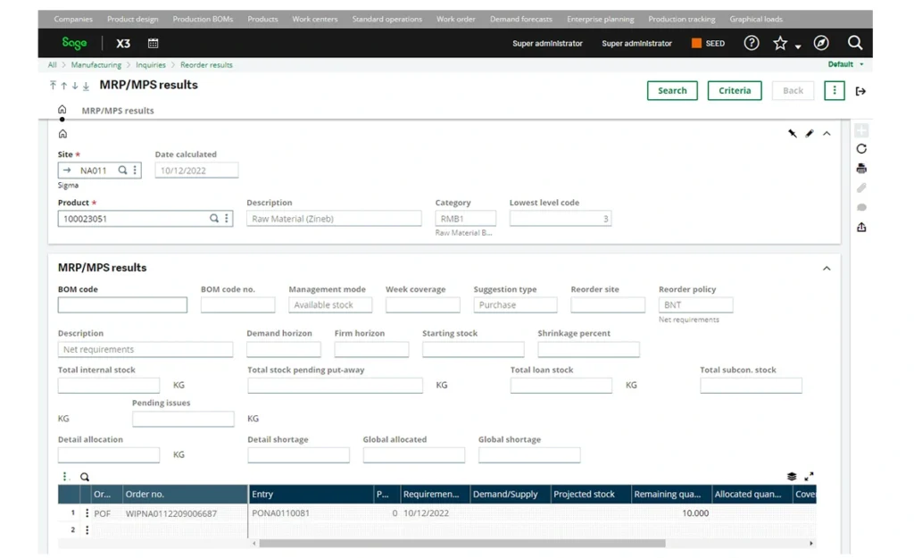 sage x3 project overview dashboard