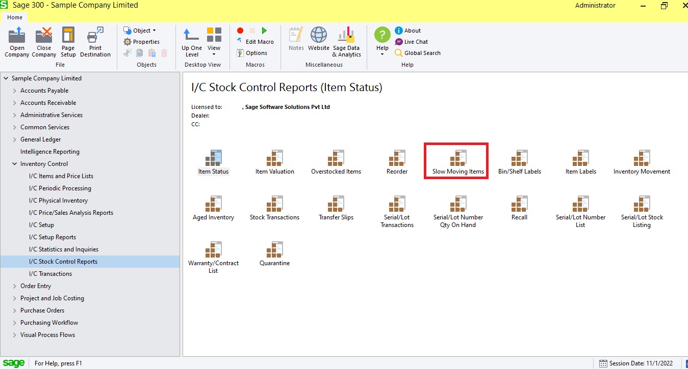 Stock Control Reports