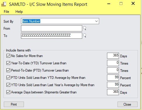 Slow Moving Items