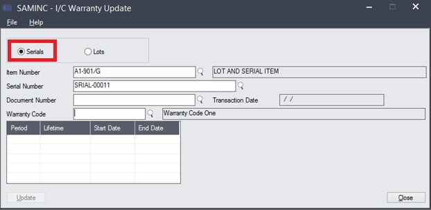 Serials Update in Sage 300