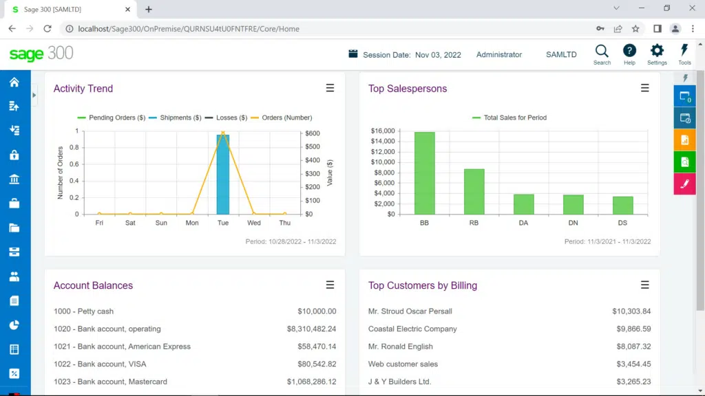 sage 300 erp dashboard