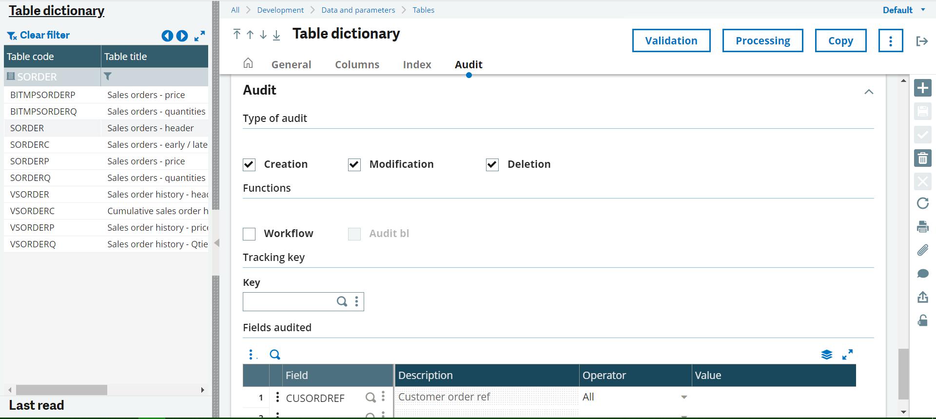 table dictionary