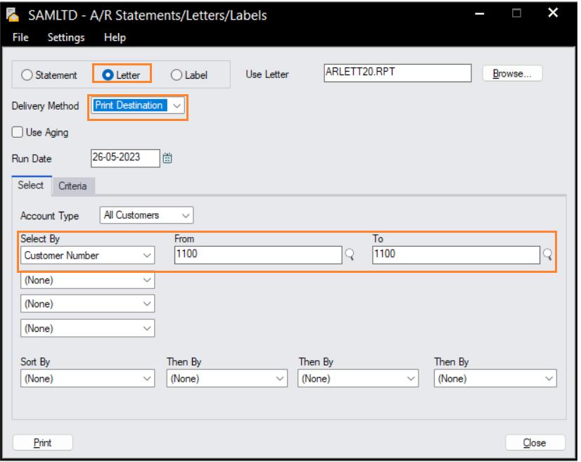 Delivery method in Sage 300c