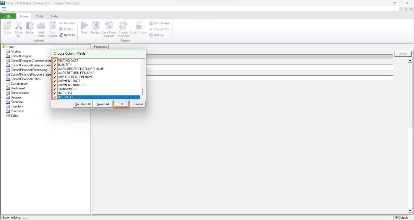 Column Fields in Sage 300