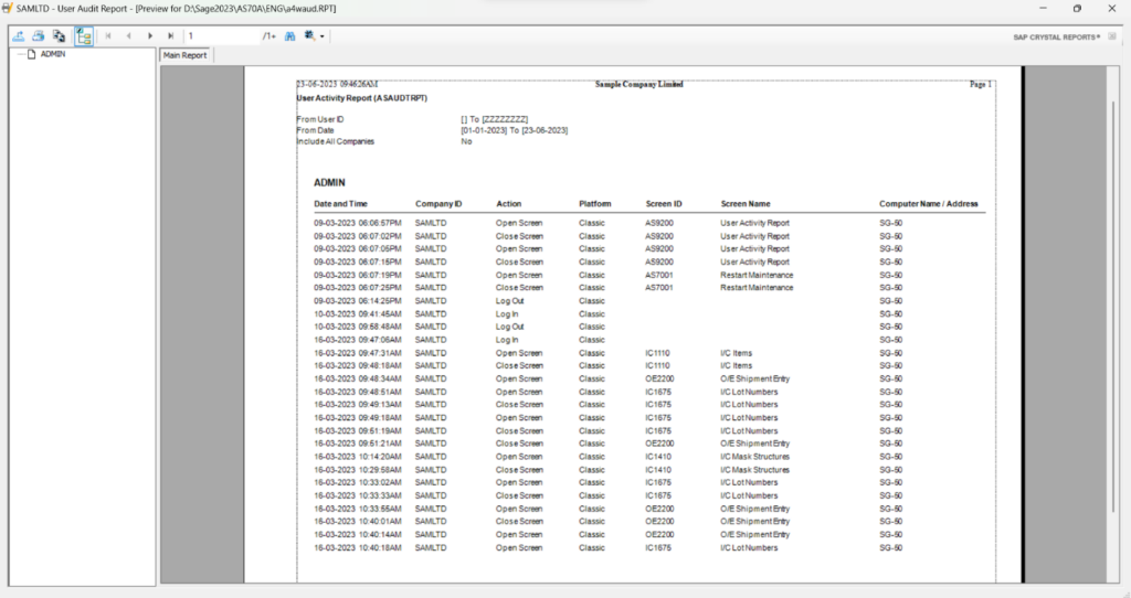 User Activity Reports in Sage 300 v2023 | Sage Software