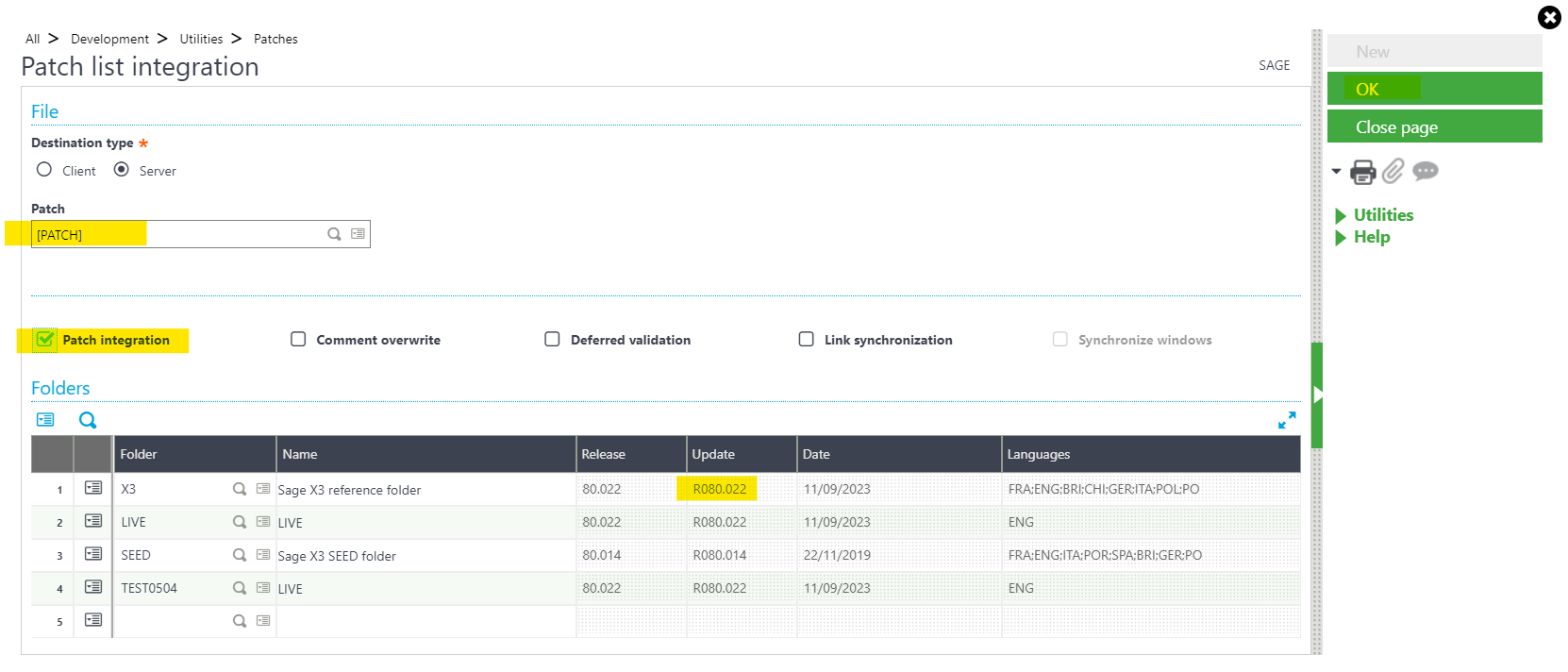 Patch List Integration 