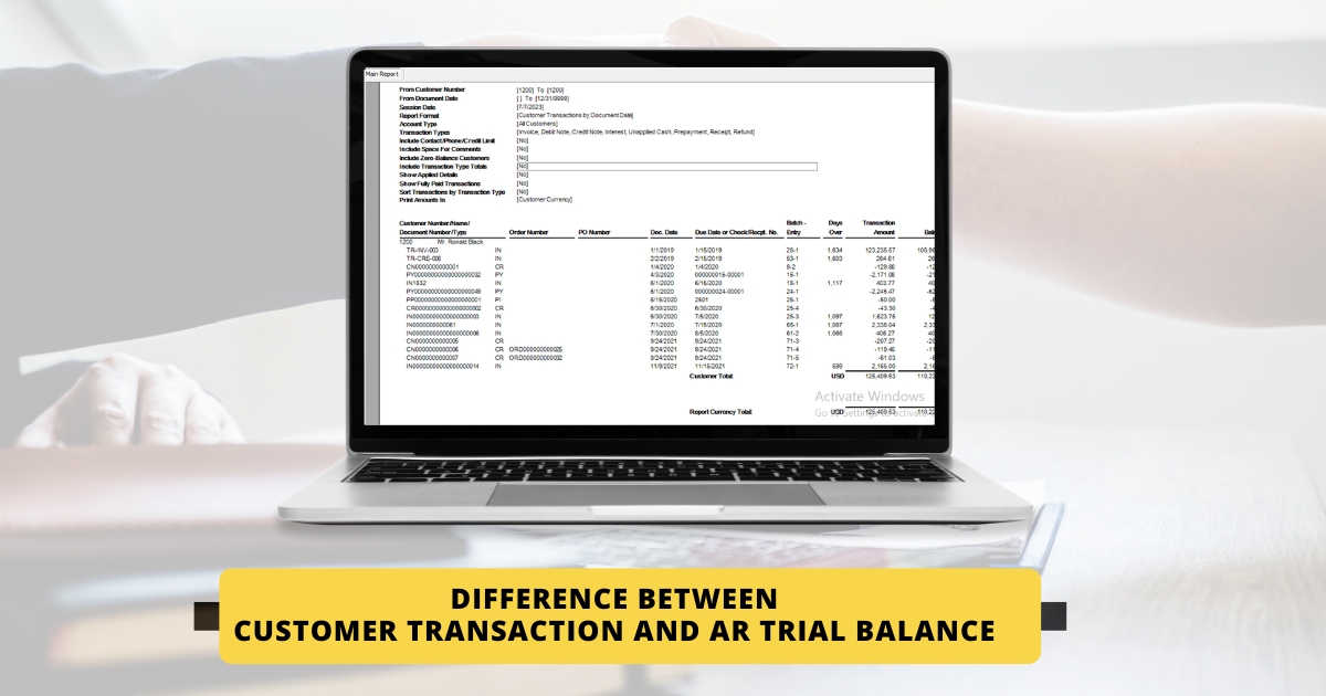 Customer Transaction vs AR Trial balance