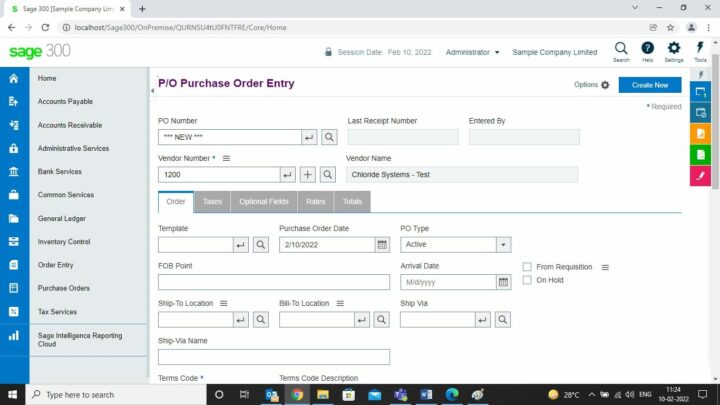 sage 300 purchase order entry dashboard