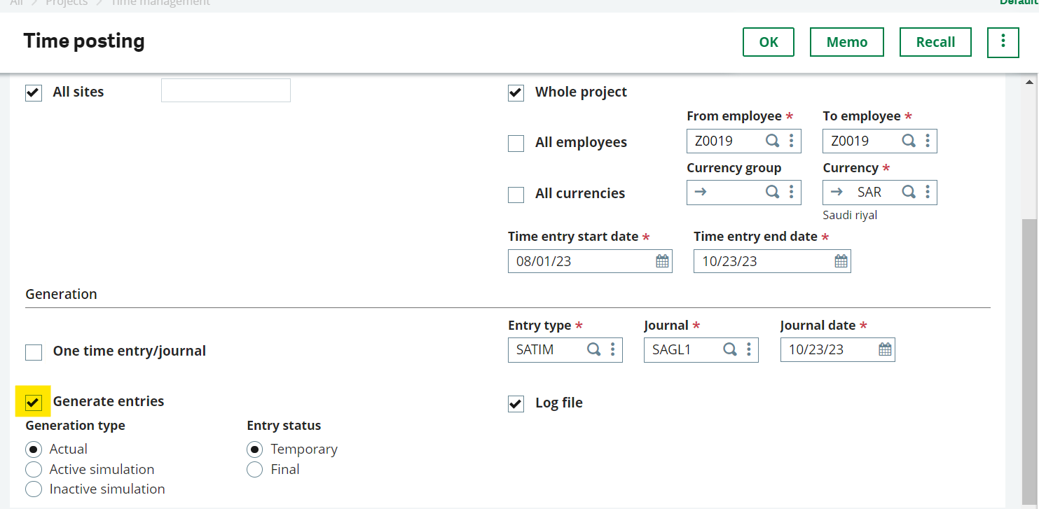 Generate Entries