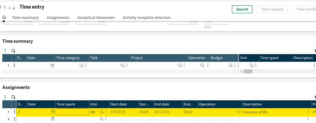 Time Entry Assignments