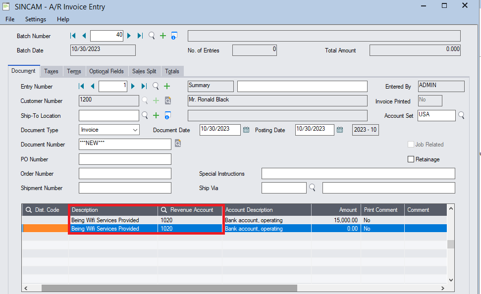 Description Entry in Sage 300