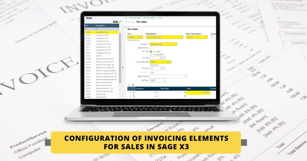 Configuration of Invoicing Elements for Sales in Sage X3