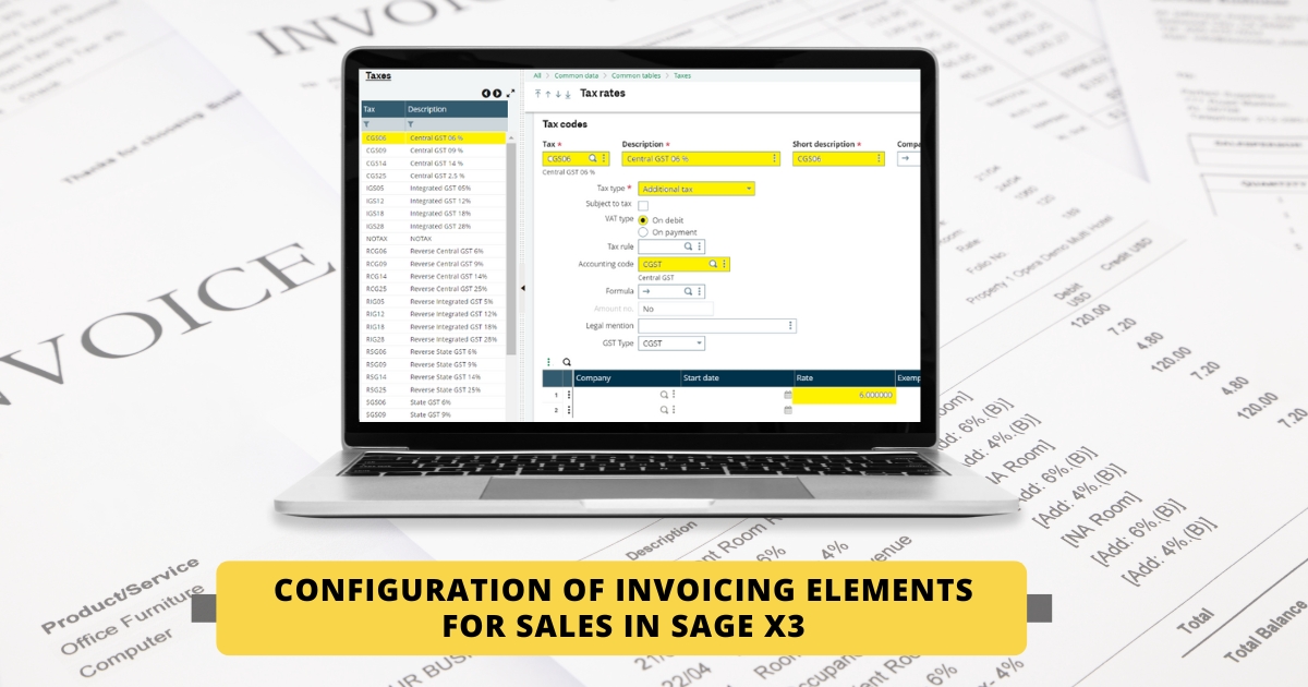 Configuration of Invoicing Elements for Sales in Sage X3