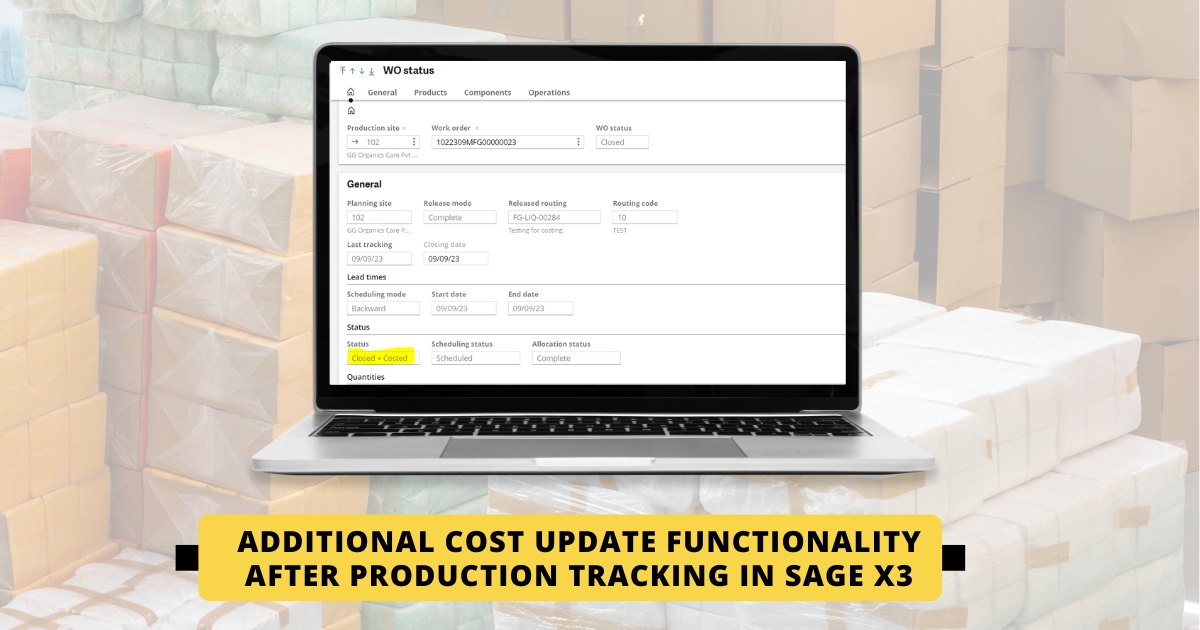 ADDITIONAL cost update functionality after production tracking