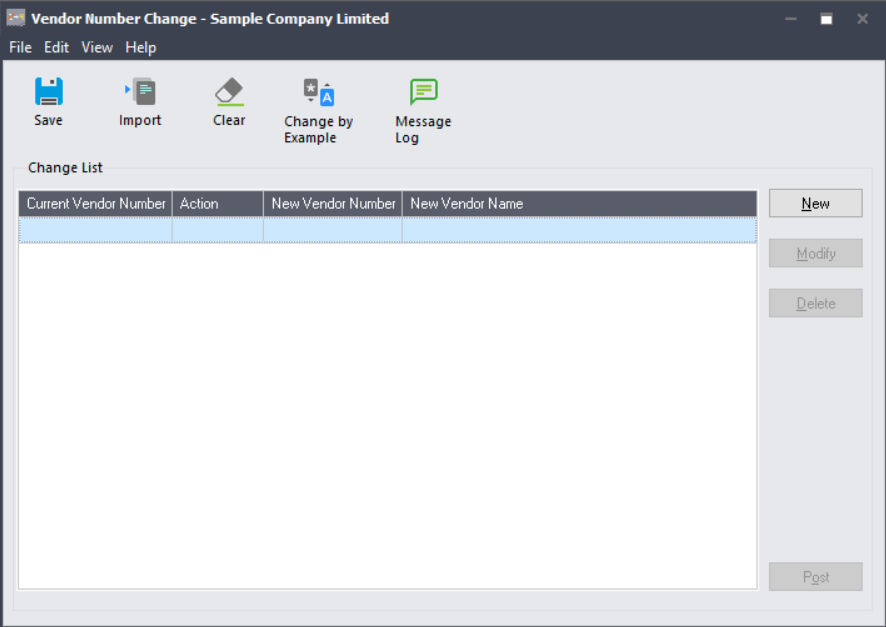 Vendor Number Change  Sample