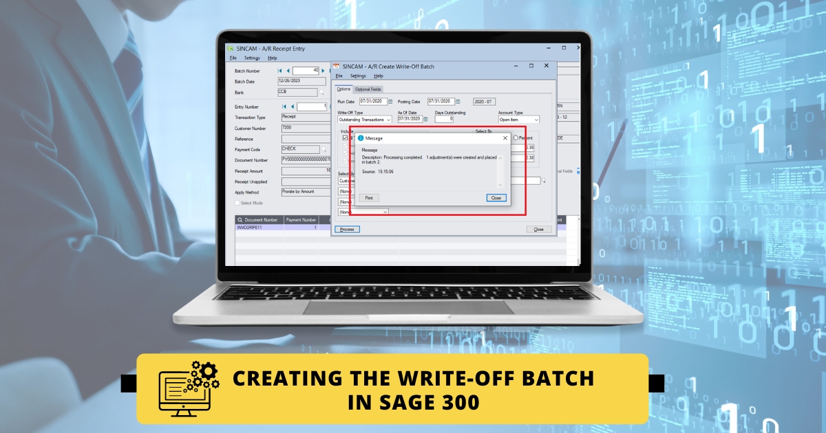 Creating the Write-Off Batch in Sage 300