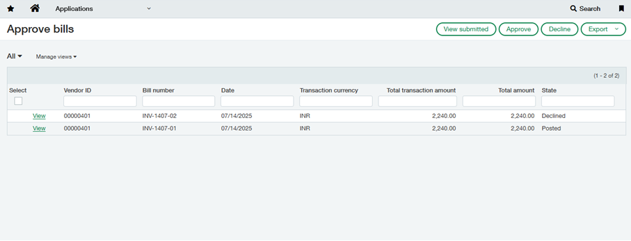 Approve Bill Applications