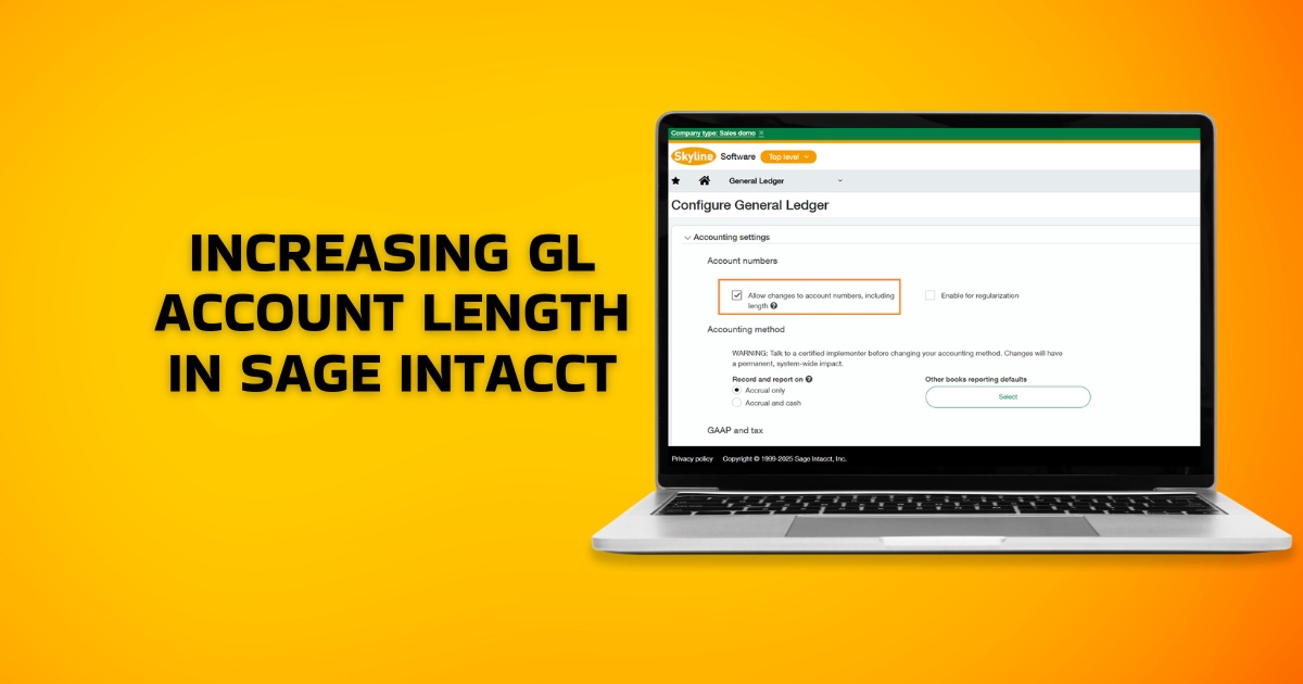 Increasing GL Account Length in Sage Intacct