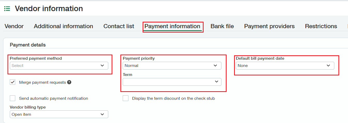 AP Payment Information