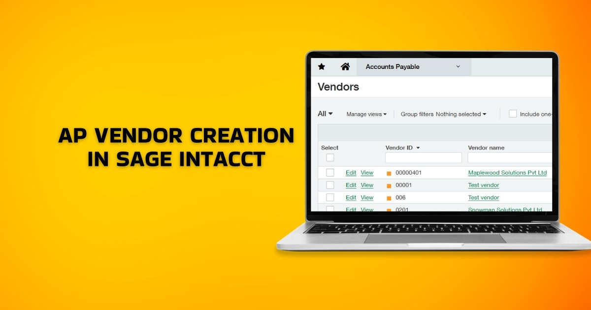 AP Vendor Creation in Sage Intacct