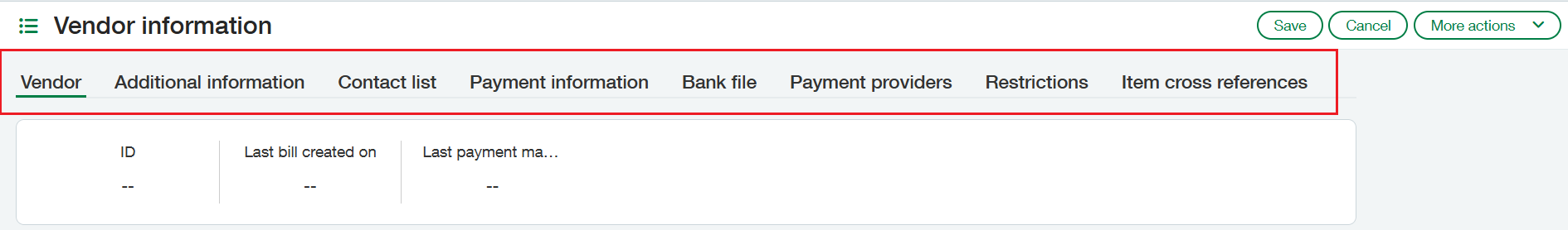 AP Vendors Information