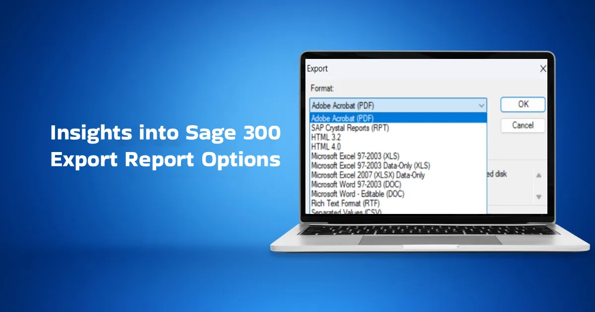 Sage 300 Export Report Options