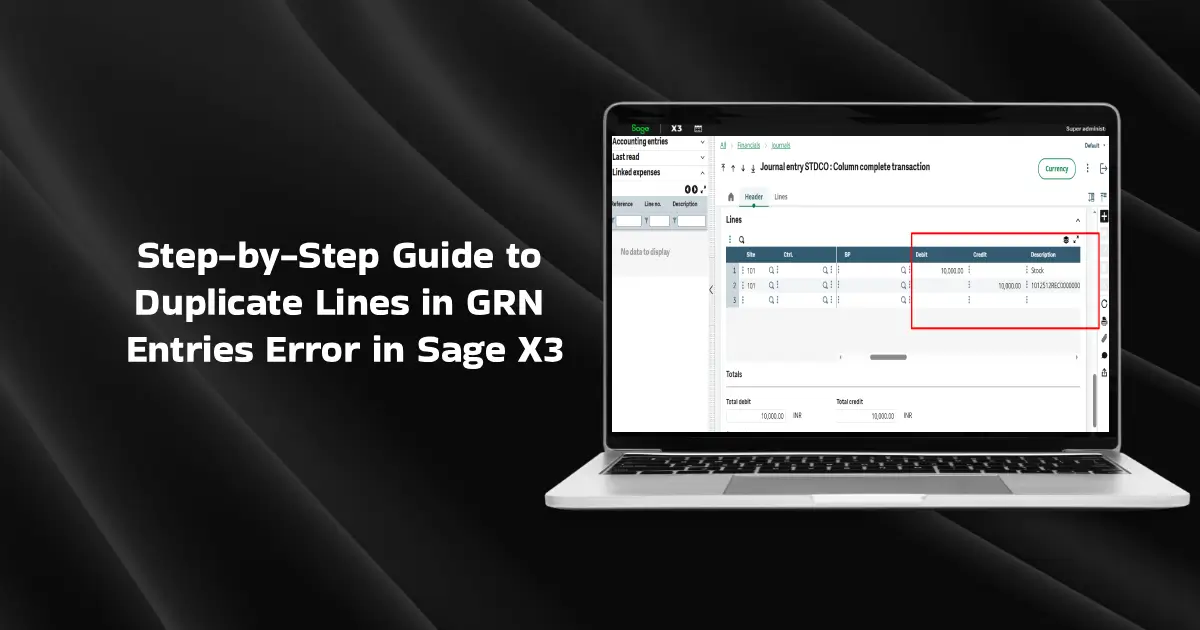 GRN Entries Error in Sage X3