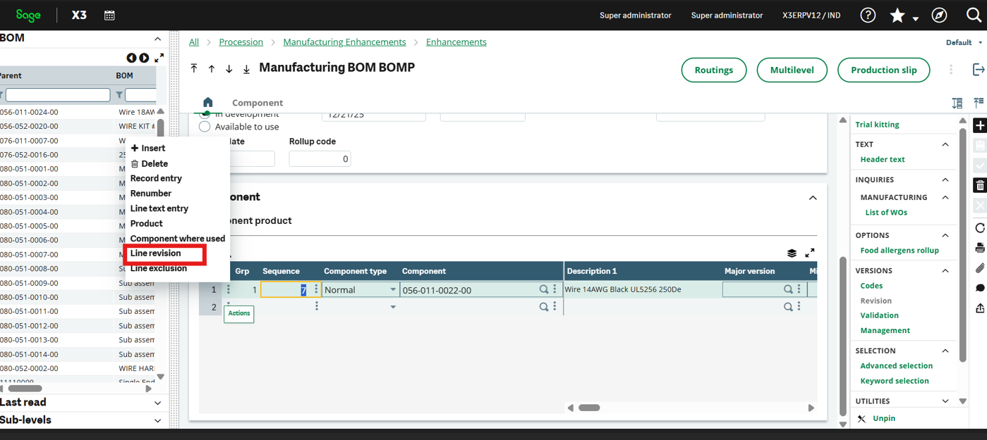 Line Revision in Change Request