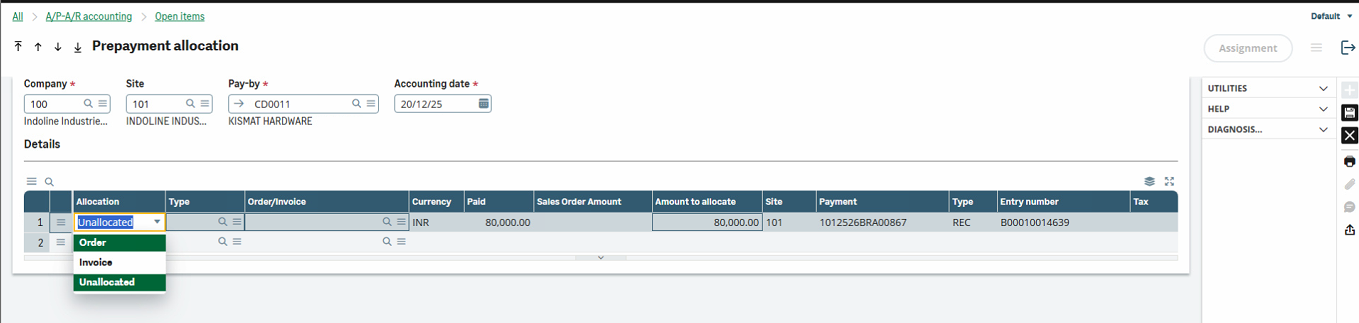 Prepayment Allocation in Sage X3