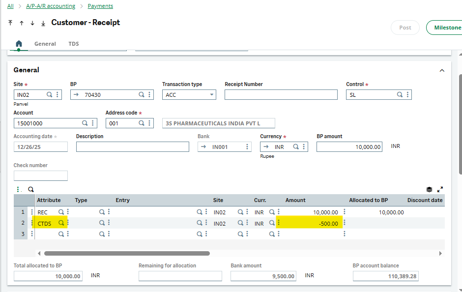 Customer TDS (CTDS) in Sage X3