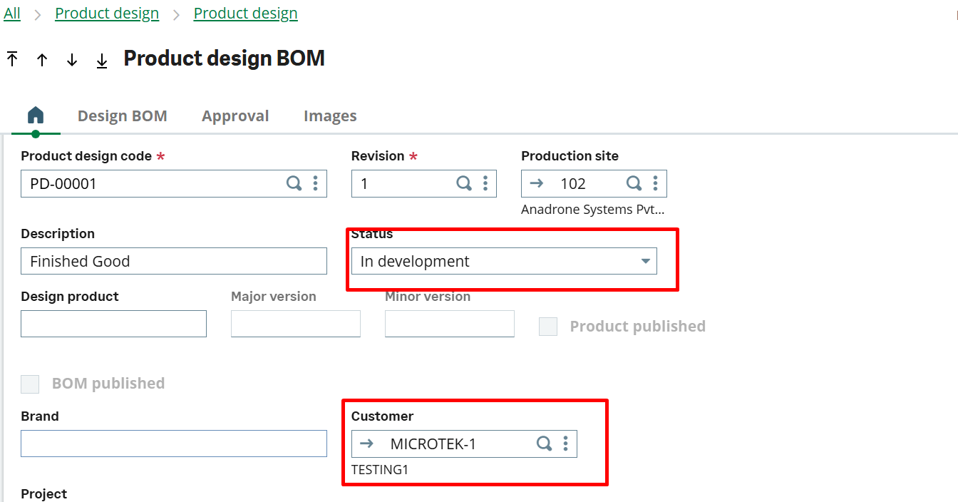 Product Design BOM - In Developement