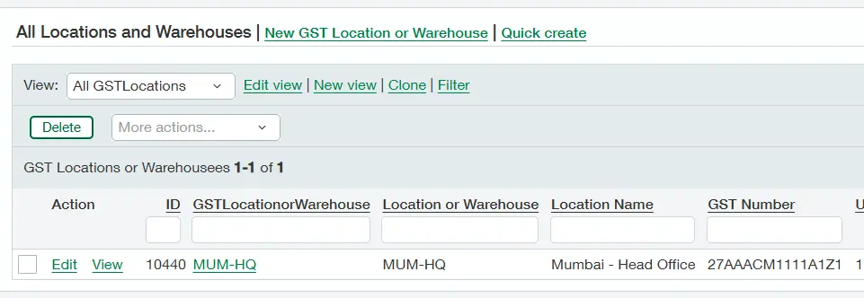 Location and Warehouse